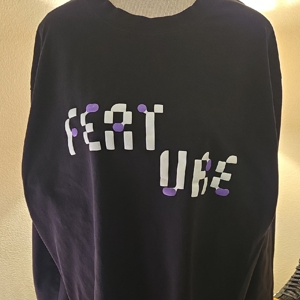 Feature Black Long Sleeve Shirt with Graphic Feature Text